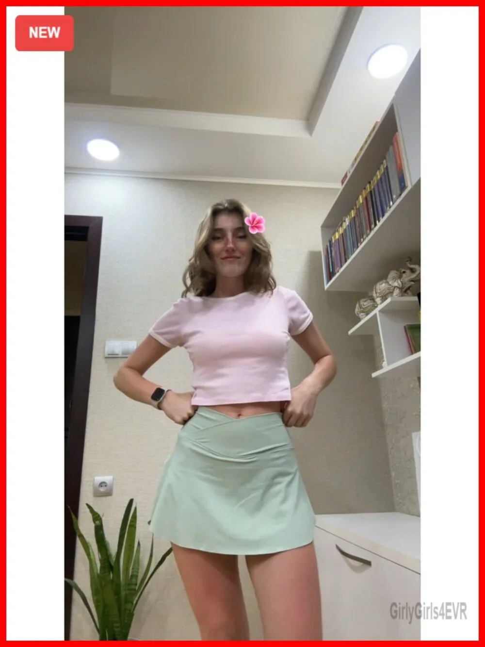 Crossover High Waist Tennis Skort with Pockets Flared Athletic Golf Skirt